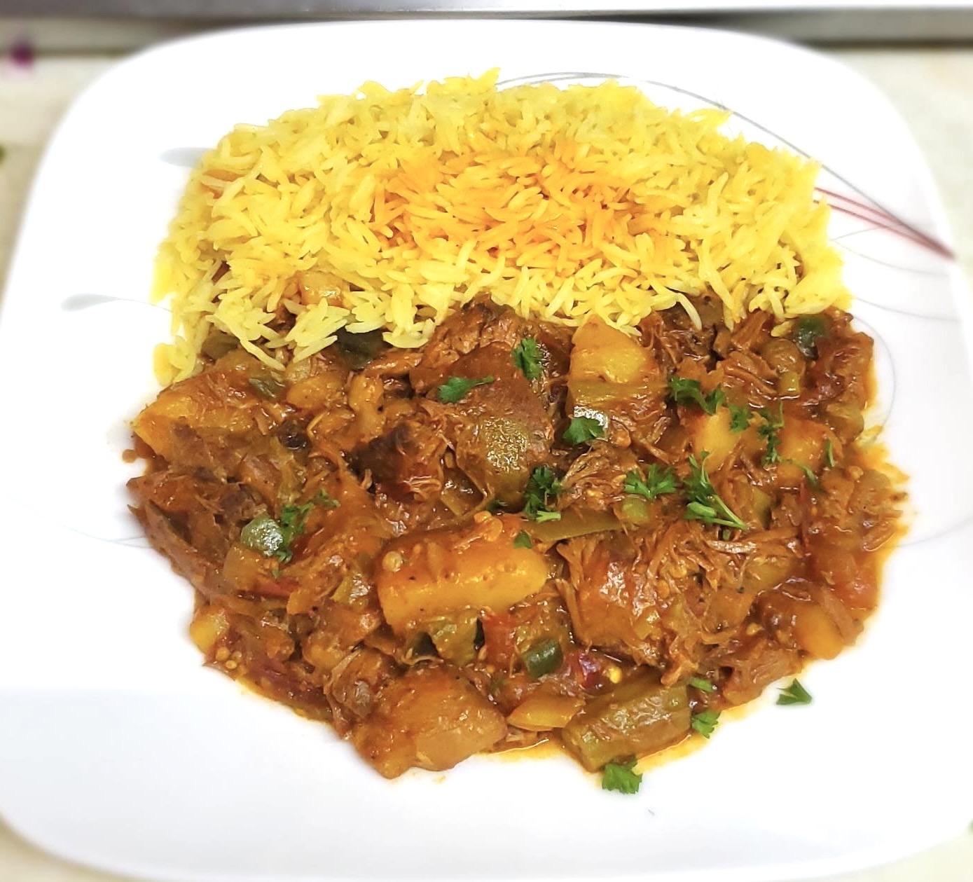 Beef agdah with rice